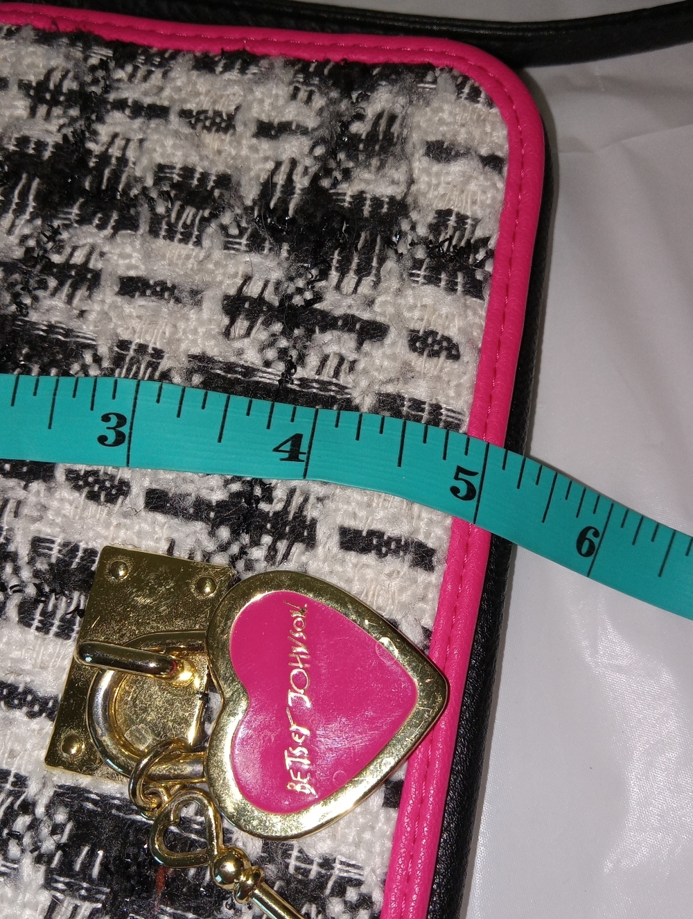 Betsey Johnson Tweed Crossbody Handbag - Picture 8 of 11
